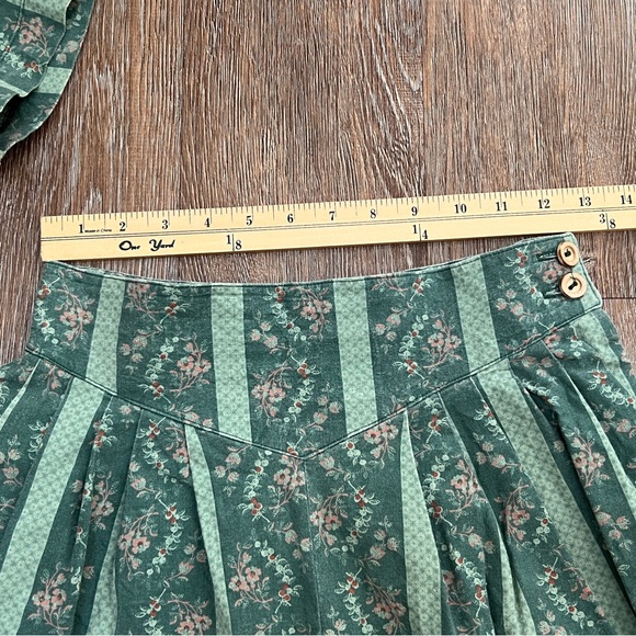VTG MP Green Floral Stripe Matching Top & Short Set Cottagecore | Size: XS/S - Picture 4 of 11